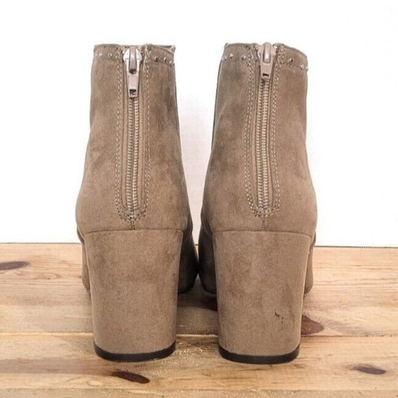 JustFab Tan Ankle Boots with Stud Detail - Picture 3 of 11